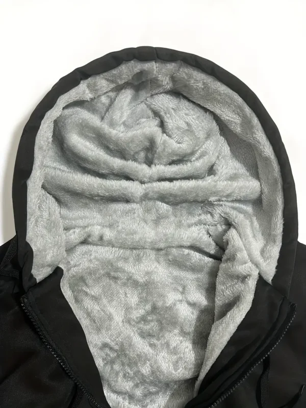 Men's Warm Fleece Hooded Jacket, Casual Color Block Jacket Coat For Fall Winter - Image 3