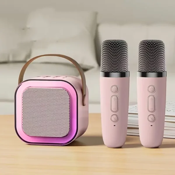 Portable Mini Karaoke Machine with 2 Wireless Mics - USB Rechargeable, Wireless-Enabled Speaker, 5000mAh Battery, Dual Microphone, Built-In Sound Card for Enhanced Audio, Ideal for Birthday Parties & Family Fun, Karaoke Machine for Adults