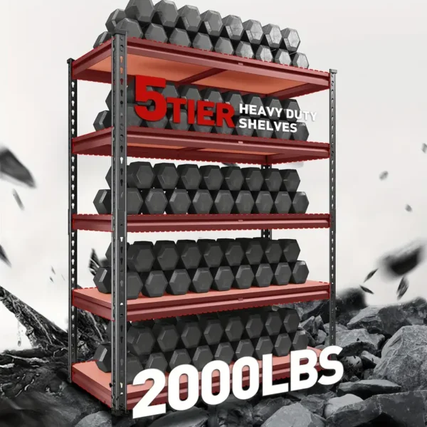 2000LBS Garage Shelving 72''H Storage Shelves Heavy Duty Shelving 5 Tier Metal Shelves For Garage Shelves 35.5"W X72"H X 15.8"D, Galvanized Adjustable Shelving Unit For Basement Pantry Utility Rack Shelf, Garage Storage Shelves - Image 3