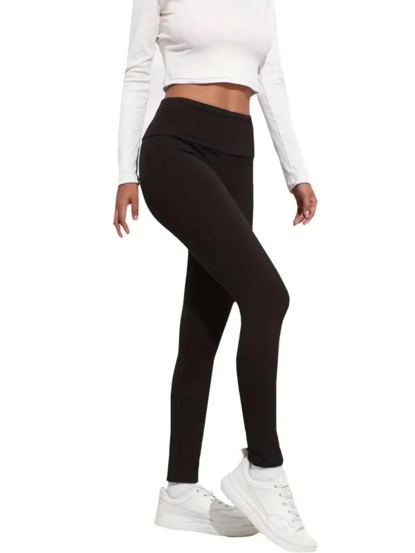 5-Pack Women'S High-Waisted Thermal Leggings, 92% Polyester 8% Spandex, Solid Color, Long Skinny Yoga Pants, Knit Fabric, 190g/m², Stretchy Workout Tights for Fall/Winter Sports - Image 4