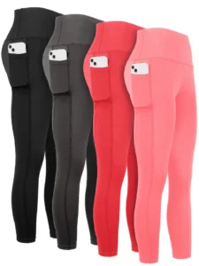 Women's High-Waist Yoga Leggings with Pockets - Tummy Control, Stretchy & Comfortable, Black Workout Pants for Running & Yoga