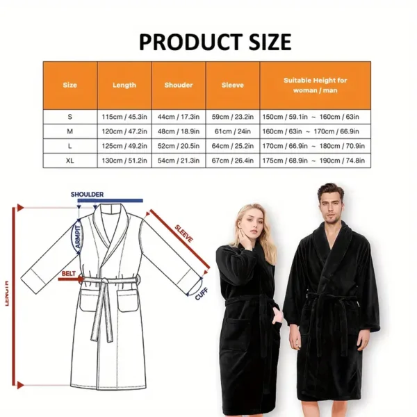 Ultra-Soft Fleece Bathrobe - Cozy, Warm & Machine Washable with Shawl Collar for Men and Women - Image 3