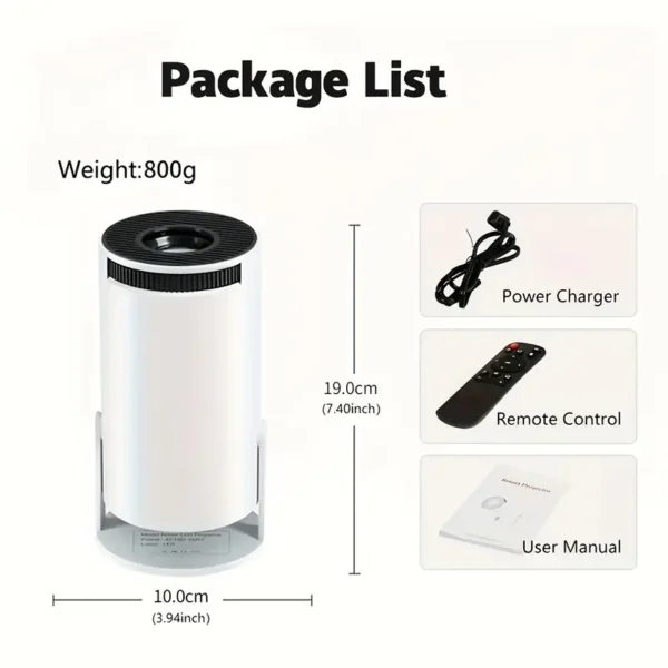 Olymmons HY300 Pro Mini Portable Projector, 4K/260ANSI LCD Home Theater with WiFi 6, BT 5.0, 180° Rotation, Table Mount, Remote Control, for Android 11.0 OS, 16:9 Aspect Ratio, 2500-2999 Lumens, US Plug - Image 6