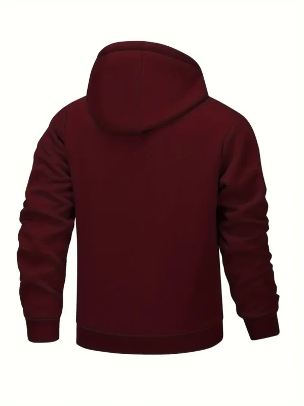 Men's Winter Sherpa Fleece Lined Thermal Hooded Jacket With Zipper Pockets, Warm Thick Zip-Up Coat For Fall/Winter - Image 2