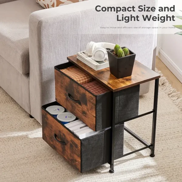 Drawer Dresser Nightstand Pack Of 2 Bedroom Storage Organizer Cabinet Fabric Drawers Grey Black Brown White, Choose Between Single Or Pack Of 2 - Image 6