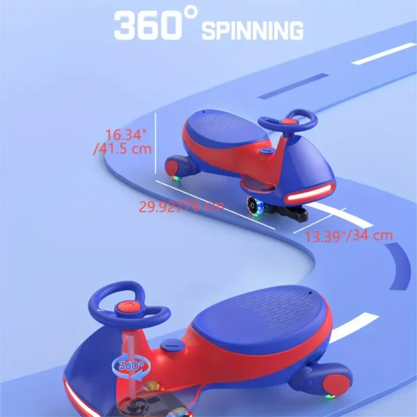 2 In 1 Electric Wiggle Car With Pedal, 12V Ride On Toy, Rechargeable Battery Powered, Anti-Rollover Structure, Flashing Wheels, Swing Car For 3 Years+, Red, Blue Halloween Christmas Gifts - Image 2