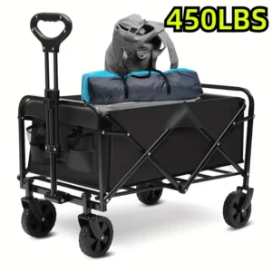 1pc 300LBS/330LBS/450LBS Folding Wagon Cart, Heavy Duty Utility Portable Foldable Outdoor Beach Garden Cart With 360°All Terrain Wheels, Side Pockets, Large Capacity Collapsible Wagon Equipment Carts For Camping, Sports, Lawn And Gardening.Shopping