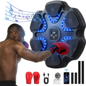 LOVEWE Music Boxing Trainer with Gloves - Interactive Fitness & Reflex Training Gear for Adults, USB Rechargeable, Wireless-Enabled, Wall-Mounted Boxing Target with LED Lights & Sound, Home Workout Equipment, Boxing Machine, Workout Equipment