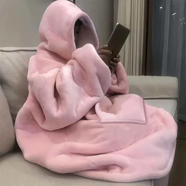 Ultra-Soft Reversible Sherpa Fleece Hoodie Blanket with Kangaroo Pocket - Cozy Wearable Snuggle Sweatshirt, Machine Washable, Perfect Christmas Gift
