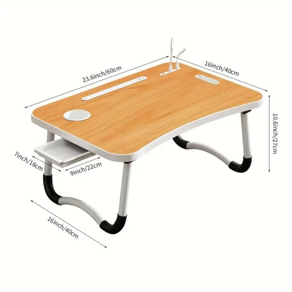 Ultra Large Portable Laptop Bed Table Foldable Desk, Computer Desk - Multi Functional Tray Holder With Cup Holder And Drawer, USB, Fan, And Light - Perfect For Eating, Reading, And Writing On Beds, Sofas, Floors - Stable, Durable, And Foldable - Image 2