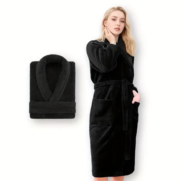Ultra-Soft Fleece Bathrobe - Cozy, Warm & Machine Washable with Shawl Collar for Men and Women - Image 2