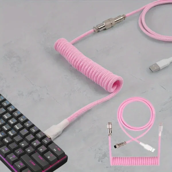 Coiled USB-C to USB-A Cable