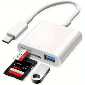 1pc 3-in-1 USB-C SD Card Reader
